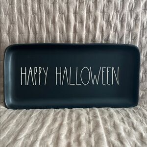 NWT Rae Dunn LL Artisan Collection Black Halloween “Happy Halloween” Platter
